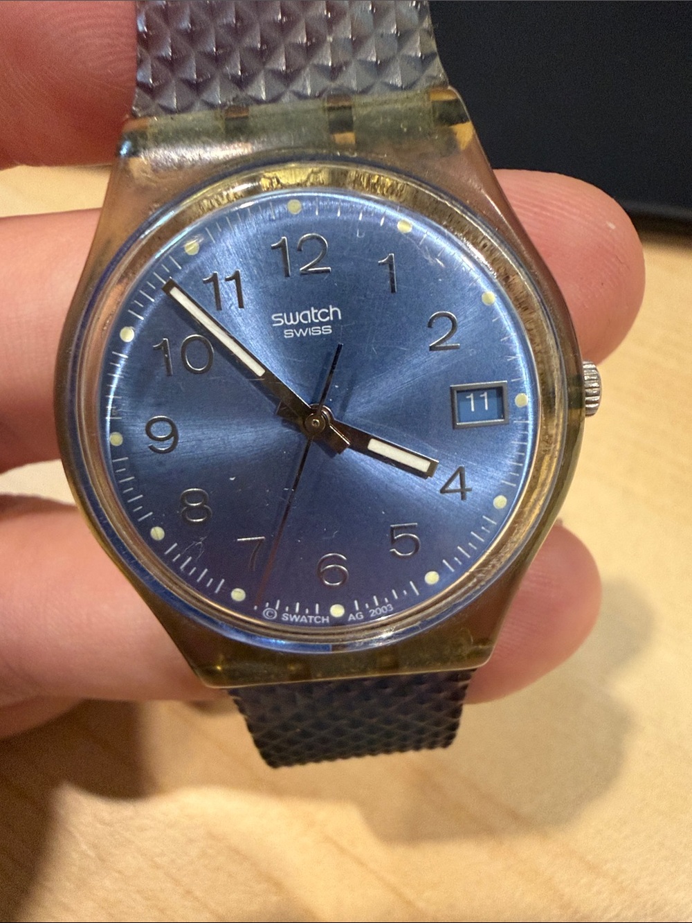 Vintage 2003 Swatch Blue Dial Watch with Blue Strap